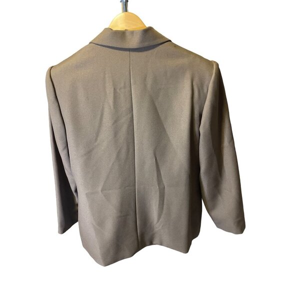 Leslie Fay Brown Single Breasted Two Button Notch Lapel Blazer SZ 14 Petite - Picture 2 of 7